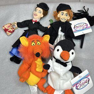 Mary Poppins Bert Fox Penguin Disney Store Bean Bag Plush Stuffed Toy Set of 4